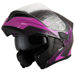 Casco Moto HRO 3400 DV Abatible Fucsia Sun Visor - Imagen 3
