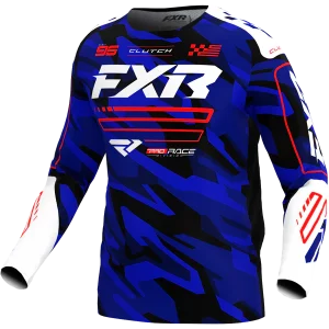 Polera Moto FXR Niño Clutch Azul/Camo/Rojo