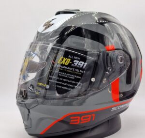 Casco Scorpion Exo-391 Arok Gris Rojo Negro
