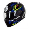 Casco Integral Scorpion Exo-491 Spin Negro Azul Amarillo Neón