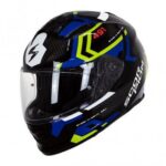 Casco Integral Scorpion Exo-491 Spin Negro Azul Amarillo Neón