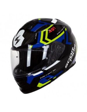 Casco Integral Scorpion Exo-491 Spin Negro Azul Amarillo Neón